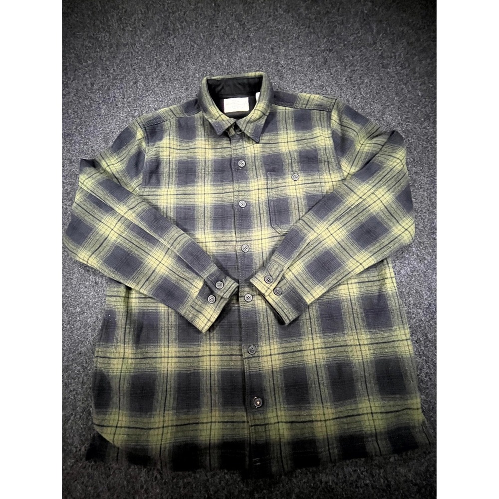 Weatherproof Vintage Flannel Shirt Jacket Mens Large Green Black Plaid Button Up